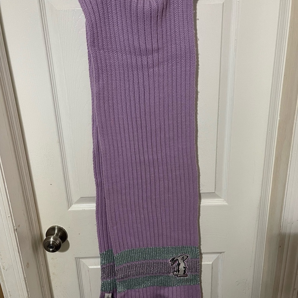 Coach Lavender Knit Scarf with Gray Details